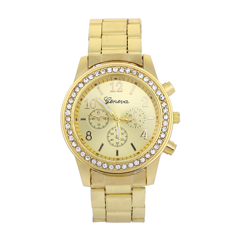 Geneva Watch Mens Diamond alloy three eye movement quartz Mens Watch Watch - ARCHSHOPE