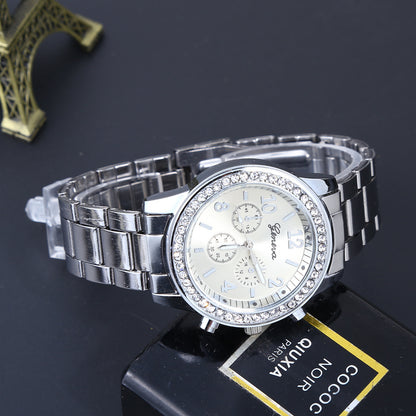 Geneva Watch Mens Diamond alloy three eye movement quartz Mens Watch Watch - ARCHSHOPE