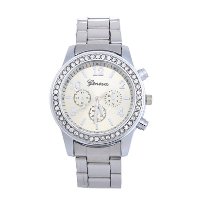 Geneva Watch Mens Diamond alloy three eye movement quartz Mens Watch Watch - ARCHSHOPE