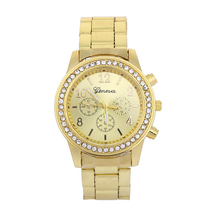 Geneva Watch Mens Diamond alloy three eye movement quartz Mens Watch Watch - ARCHSHOPE