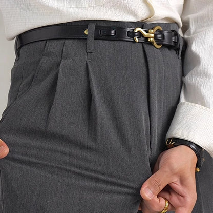 Pantalon de costume taille haute droit en polyester