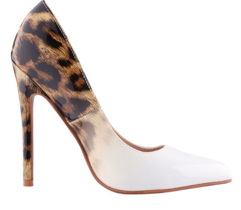 Shallow mouth pointed fine with color matching leopard sexy fashion high heels - ARCHSHOPE