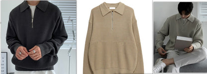 Manteau pull à manches longues de couleur unie