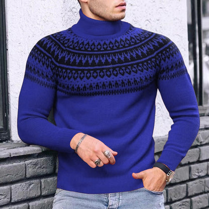 Vintage Patchwork Rollkragen Teenager männer Langarm