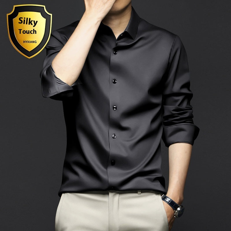 Chemise à manches longues pour homme, anti-rides, sans repassage, pour le travail