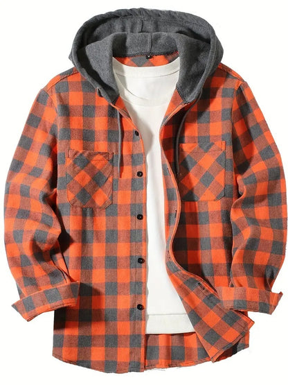 Chemise à capuche à carreaux pour homme