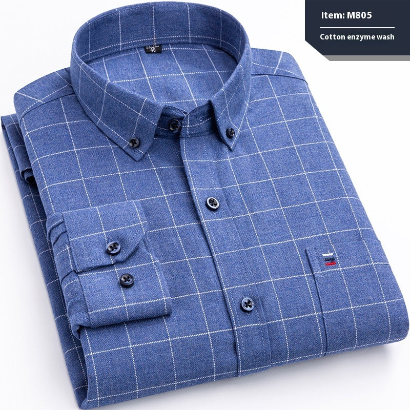 Baumwolle Langarmhemd Karo Business Slim Fit