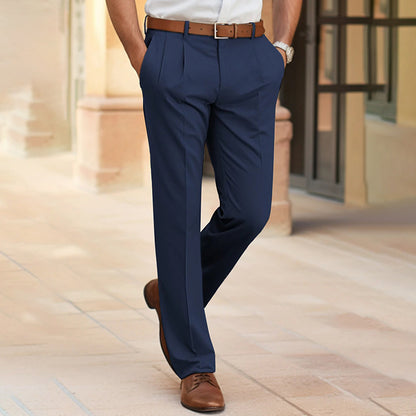 Herren Casual Anzughose Modehose Mittlere Taille Gerade Lange Hose Für Büro Business Formal
