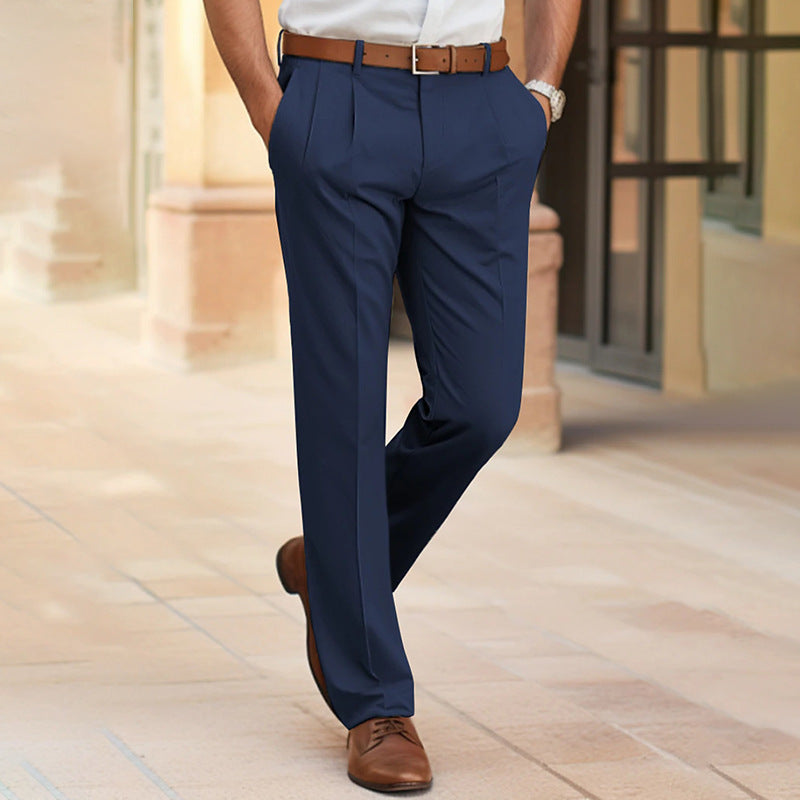 Herren Casual Anzughose Modehose Mittlere Taille Gerade Lange Hose Für Büro Business Formal