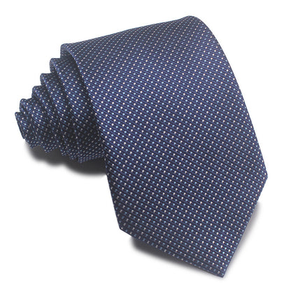 8CM Polyester Jacquard Striped Tie Men's Business Formal Red Black Blue - ARCHSHOPE