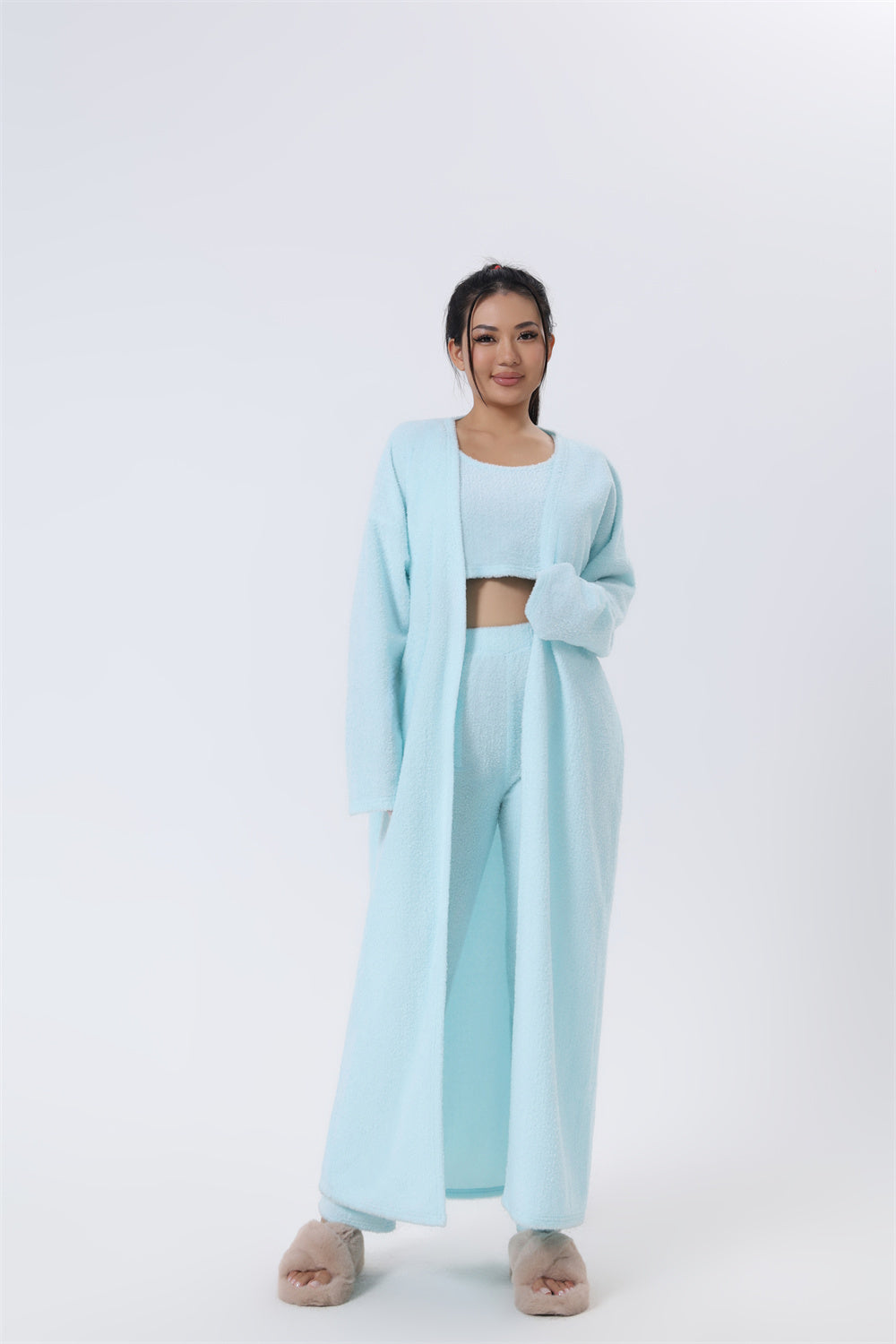 Cozy Pajama Set, 3 Piece Lounge Set, Cute Loungewear, Warm Suit Sets, Matching Set, Lounge Set, 3 Piece Pant Sets, Women Winter Dress - ARCHSHOPE