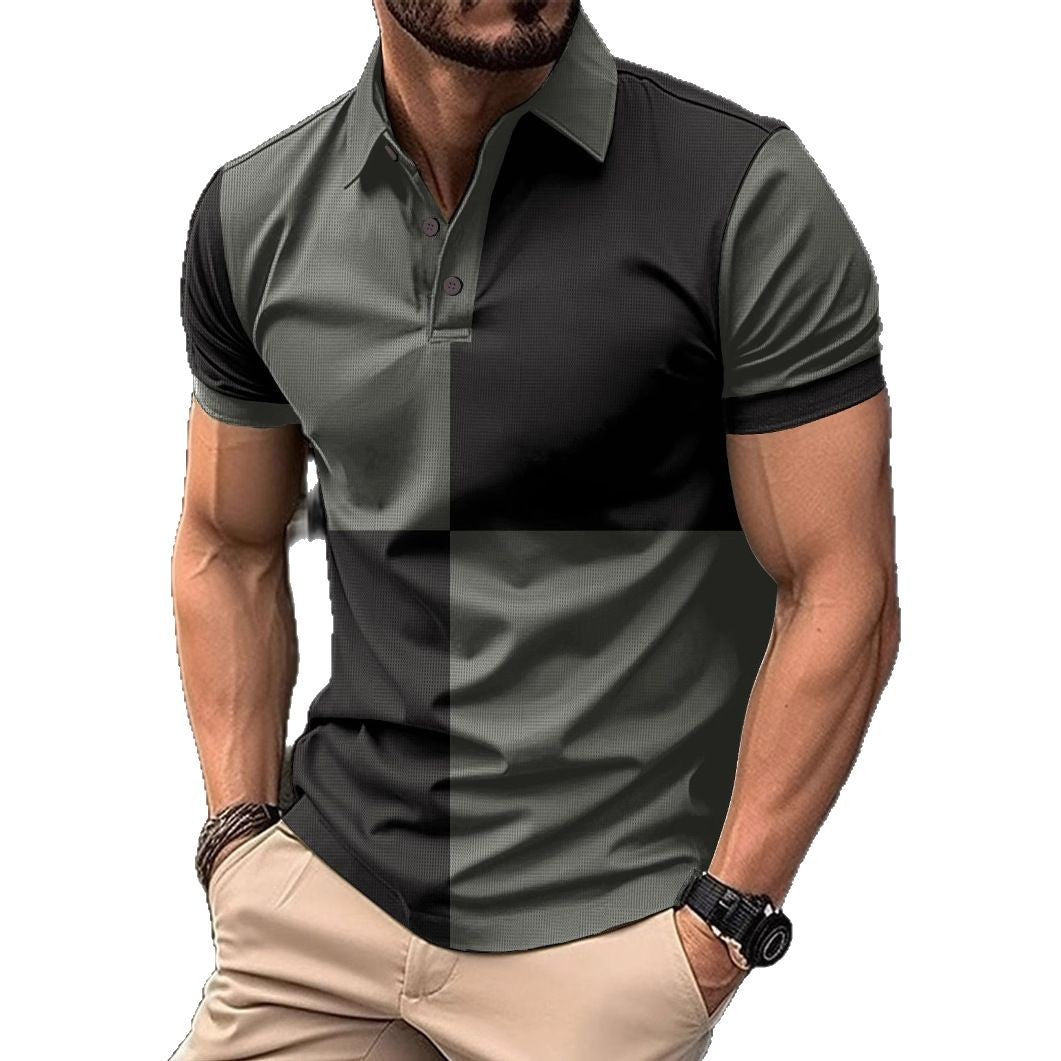 Lässiges, sportliches Poloshirt mit kurzen Ärmeln und Farbnähten und Umschlagkragen für Herren