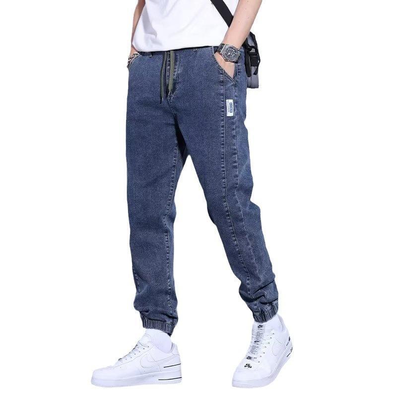 Jeans décontractés pour jeunes, sarouel, cordon de serrage, élastique, type pied, pour hommes