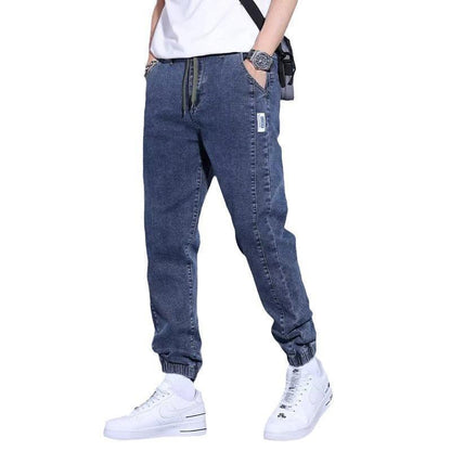 Jeans décontractés pour jeunes, sarouel, cordon de serrage, élastique, type pied, pour hommes