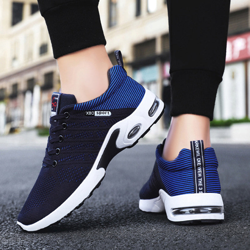 Modische Mesh-Schuhe mit gestreiftem Design für Herren, atmungsaktive Schnür-Sneaker für den Außenbereich, lässige, leichte Laufsportschuhe für Herren