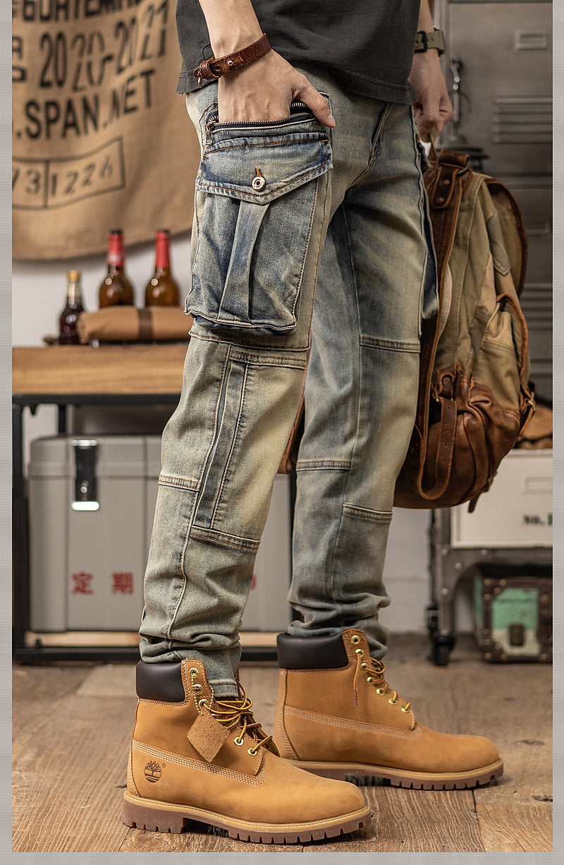 Pantalon décontracté coupe droite style rétro printemps et automne
