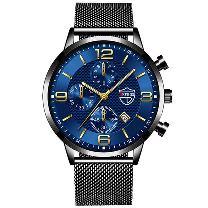 Men's Calendar Watch Business Stainless Steel Luminous Quartz Wrist Watch - ARCHSHOPE