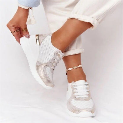 Plus Size Casual Platform Dad Shoes Lace-up Wedge Sports Women - ARCHSHOPE