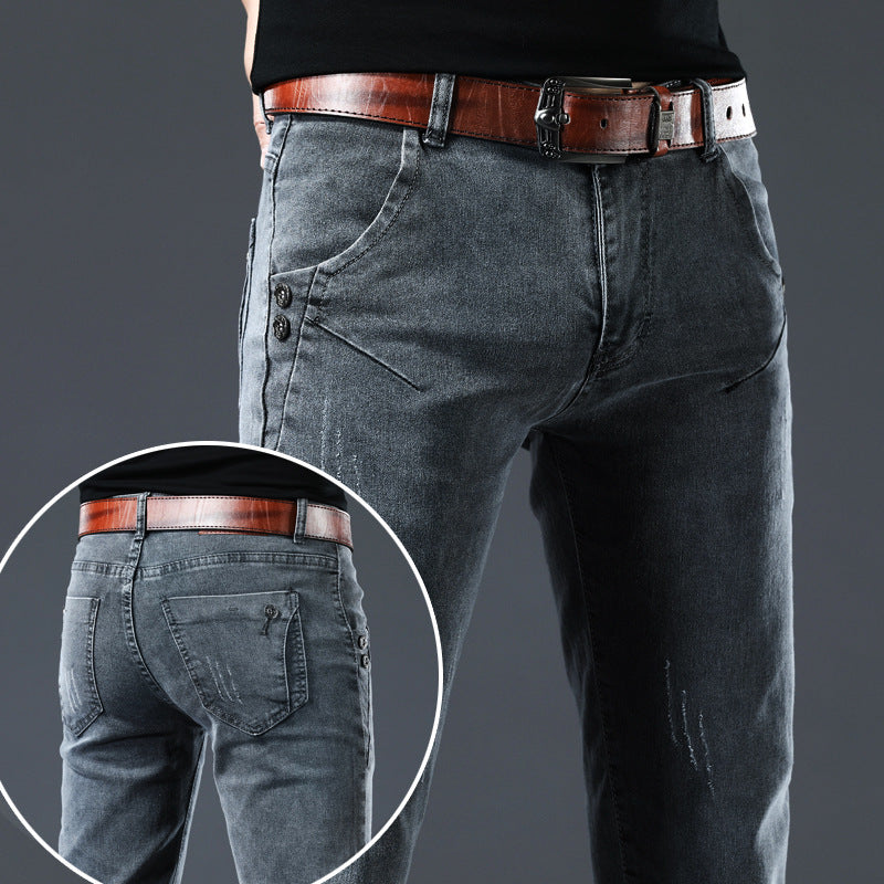 Jeans Herren Slim Fit Stretch Skinny Hose im koreanischen Stil