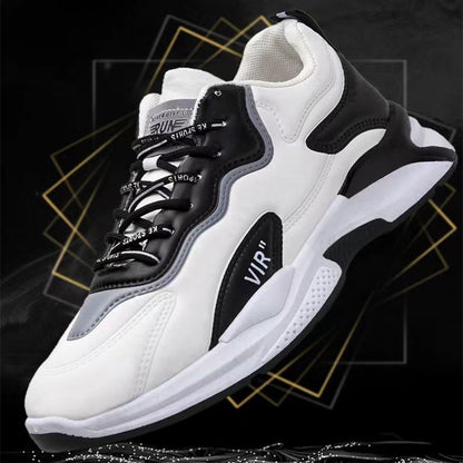 Baskets tendance noires et blanches, chaussures de sport décontractées, légères et respirantes pour hommes