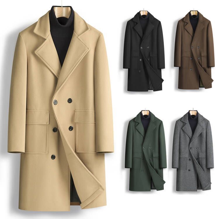 Manteau mi-long croisé pour homme automne-hiver