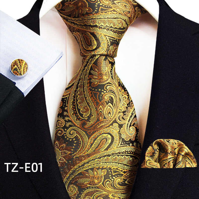 Paisley Tie Square Scarf Pocket Square Cufflinks Three-piece Set - ARCHSHOPE