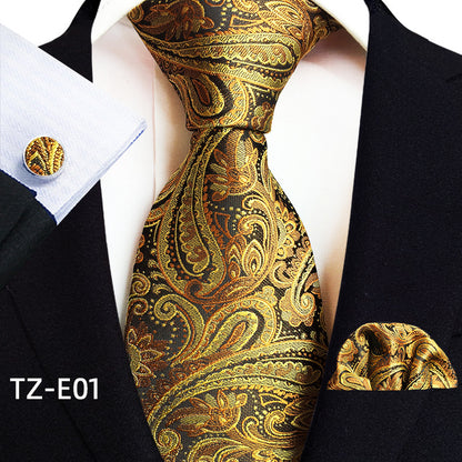 Paisley Tie Square Scarf Pocket Square Cufflinks Three-piece Set - ARCHSHOPE