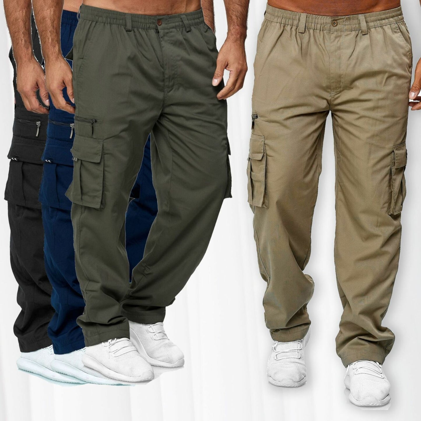 Lässiger Herren-Overall mit mehreren Taschen und geradem Bein