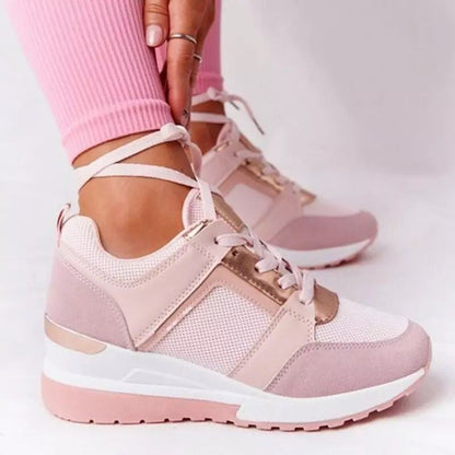 Plus Size Casual Platform Dad Shoes Lace-up Wedge Sports Women - ARCHSHOPE