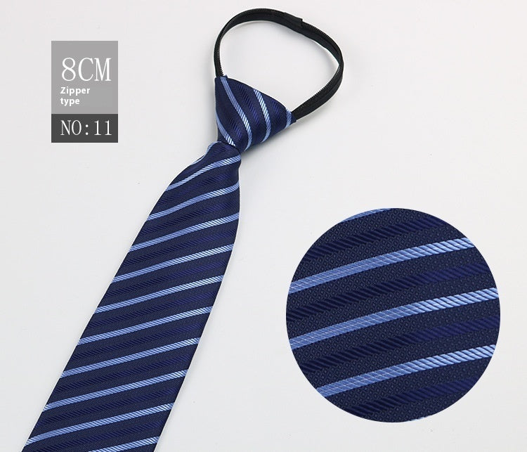 Black Men's Tie Striped Blue Business Tie Lazy Zip Tie In Stock Wholesale Pull Peels - ARCHSHOPE