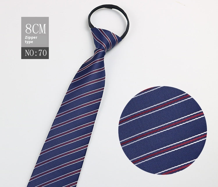 Black Men's Tie Striped Blue Business Tie Lazy Zip Tie In Stock Wholesale Pull Peels - ARCHSHOPE