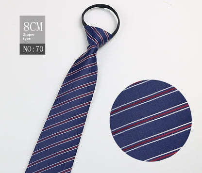 Black Men's Tie Striped Blue Business Tie Lazy Zip Tie In Stock Wholesale Pull Peels - ARCHSHOPE