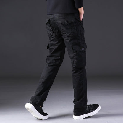 Salopette pour homme, pantalon décontracté d'extérieur, pur coton, coupe droite, ample, multi-poches