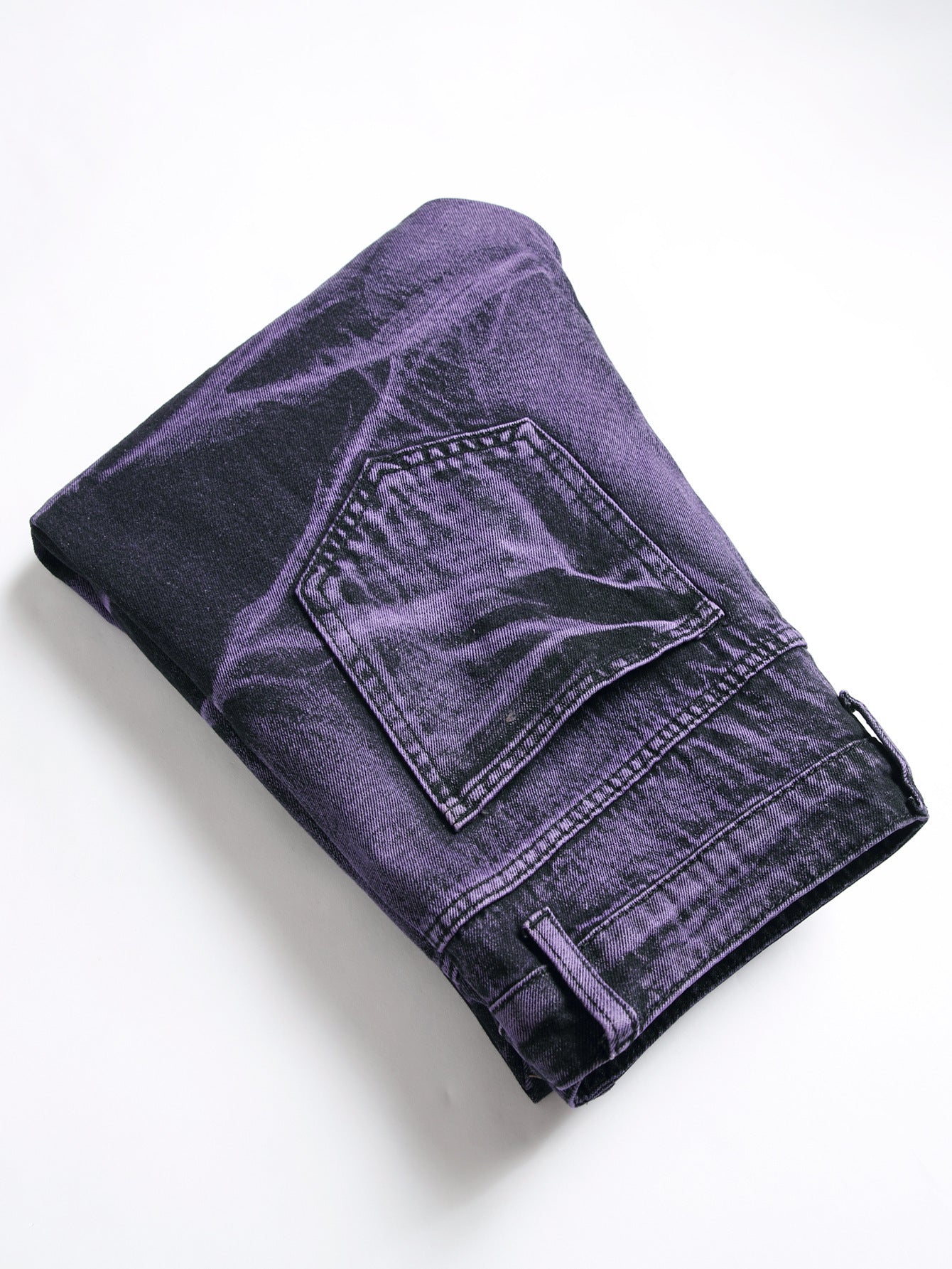Pantalon en jean déchiré violet et noir