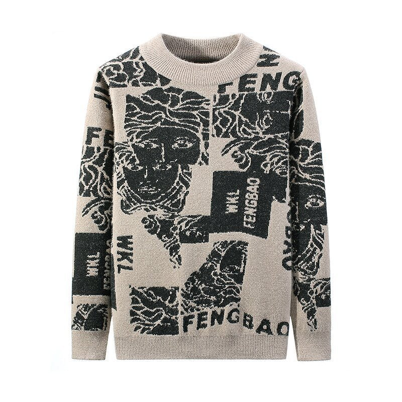 Pull épais à manches longues et col rond pour l'automne et l'hiver