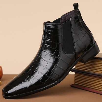 Bottines Chelsea montantes en cuir brillant pour homme, pointure 48
