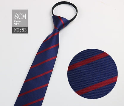 Black Men's Tie Striped Blue Business Tie Lazy Zip Tie In Stock Wholesale Pull Peels - ARCHSHOPE