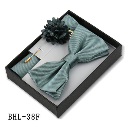 Mens Bow Tie, Pocket Square, And Brooch Gift Set - ARCHSHOPE