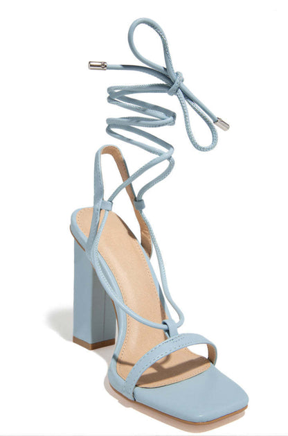 Women Shoes Square Toe Ankle Lace-Up Strappy Sandals Fashion Party Pumps - ARCHSHOPE