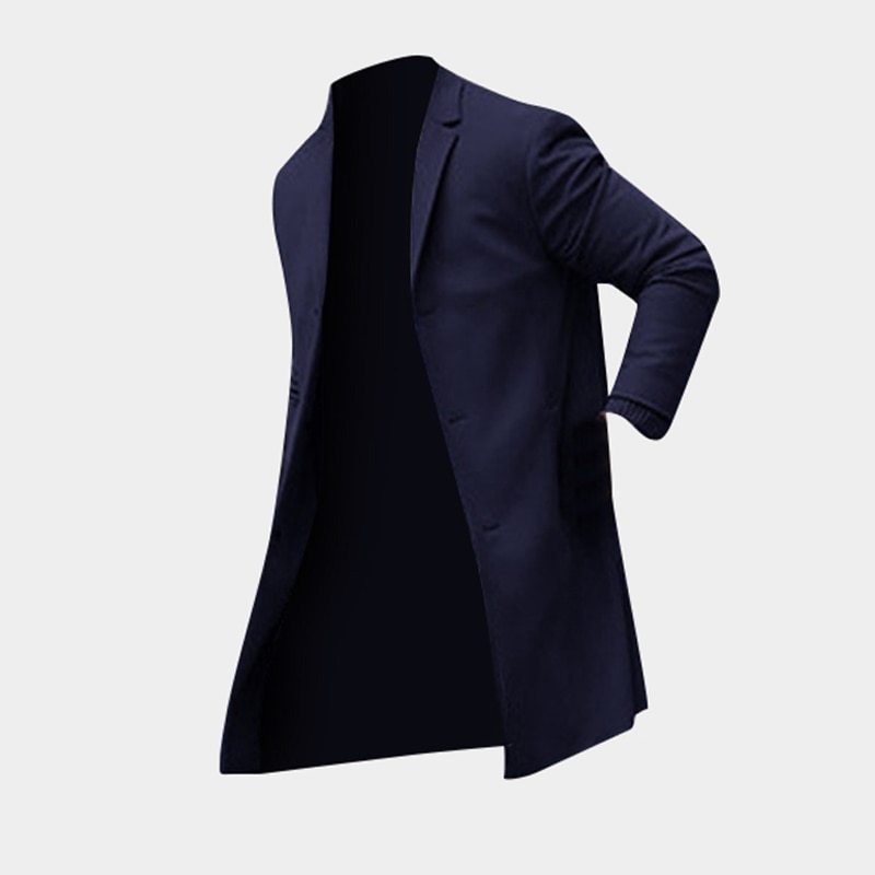 Fashion Winter Men's Trench Long Jackets Coats Overcoat Classic Jackets Solid Slim Fit Outwear Hombre Men Clothes Khaki Black - ARCHSHOPE