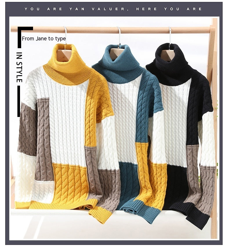 Paar tragen Rollkragenpullover Dicker Pullover Weicher, warmer reiner Kaschmir Einfaches Unterhemd
