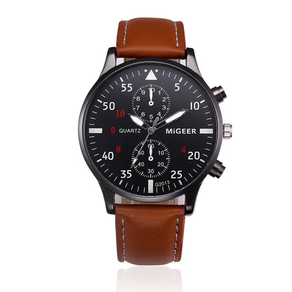 MIGEER Retro Design Men Watches Casual PU Leather Band Analog Alloy Quartz Wrist Watch Relogio masculino montre homme Clock New - ARCHSHOPE