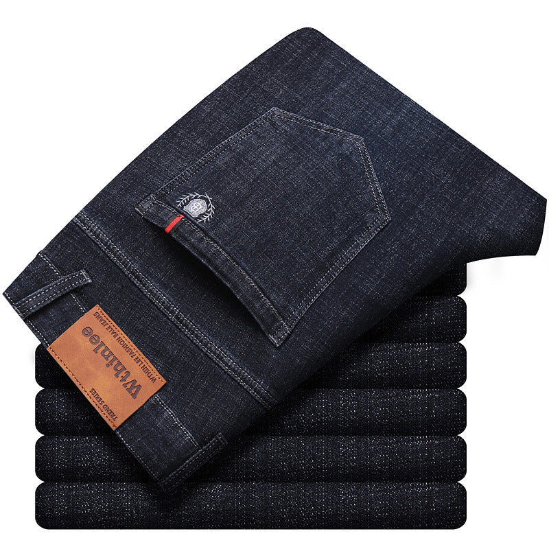 Jeans Herren Straight Loose Casual Pants Fleece-gefütterte, verdickte Herrenhose