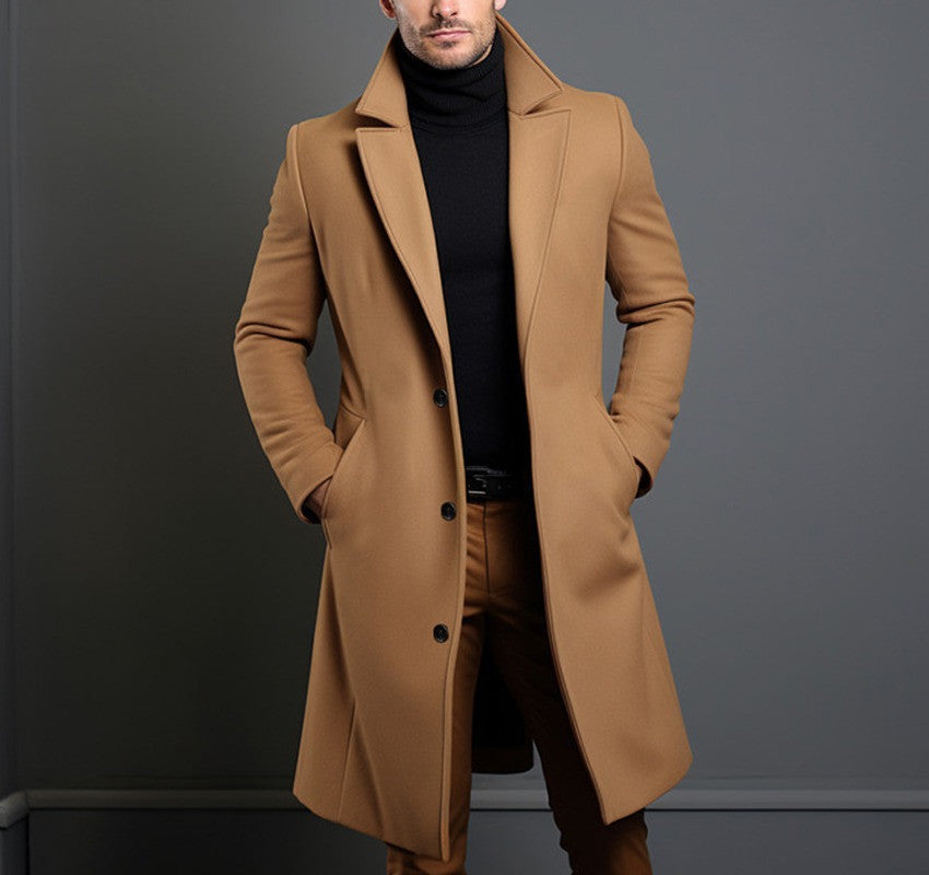 Woolen Men's Mid-length Trench Coat - ARCHSHOPE