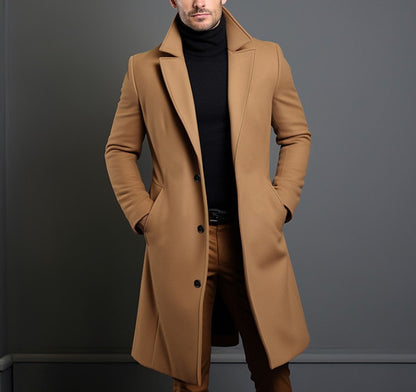 Woolen Men's Mid-length Trench Coat - ARCHSHOPE