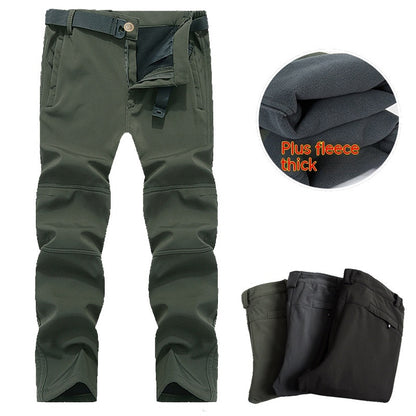 Pantalon tactique d'extérieur à coque souple pour homme, ample, grande taille, doublé polaire, pour l'escalade