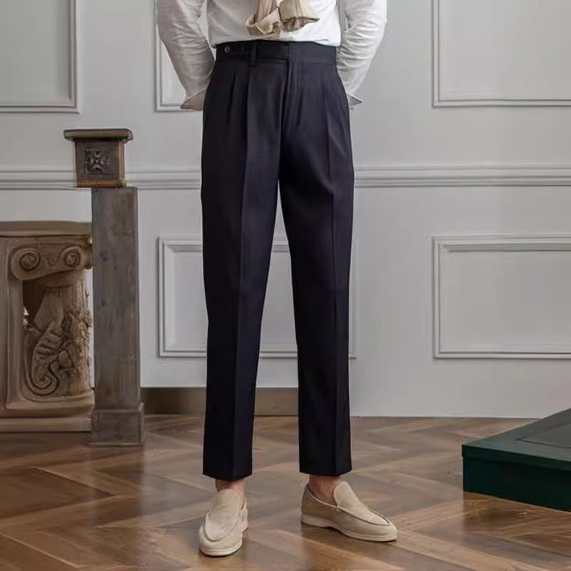 Lässige Herren Paris Schnalle Straight Business Small Naples Bügelfreie All-Match Anzughose