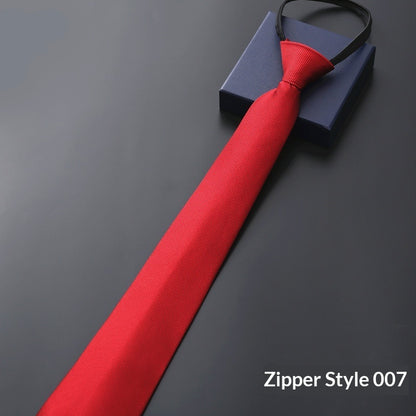 Mens Business Formal Zipper Tie With Blue Stripes - ARCHSHOPE