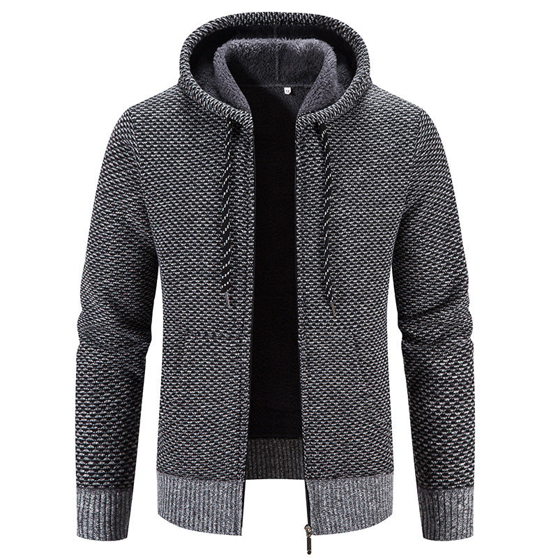 Manteau d'hiver à fermeture éclair, couleur unie, manches longues, cordon de serrage, avec bonnet, garde au chaud, décontracté, épais, en peluche, pull, pour le quotidien