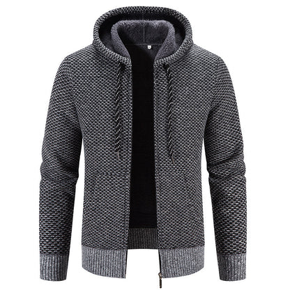 Manteau d'hiver à fermeture éclair, couleur unie, manches longues, cordon de serrage, avec bonnet, garde au chaud, décontracté, épais, en peluche, pull, pour le quotidien